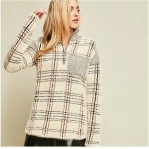 entro Women’s Ivory Multicolor Plaid Pullover Fall/Winter Casual Sweater Sz-S